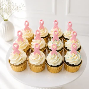 Pink Ribbon Cupcakes | Breast Cancer Awareness Cupcakes | 6-Piece Set | 02