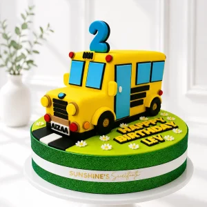 3D Bus Cake | Wheels on the Bus Birthday Cake 01