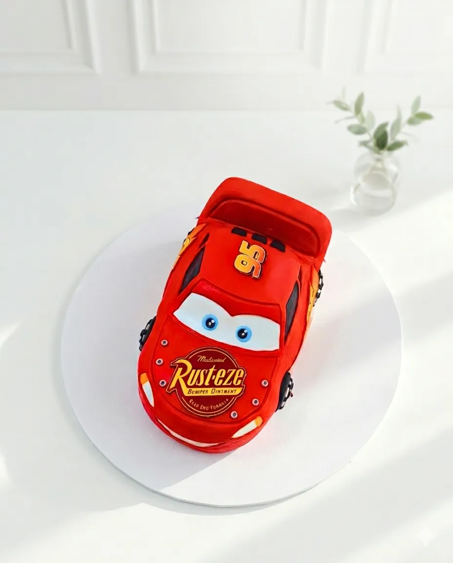 3D Lightning McQueen Car Cake | Cars Theme Birthday Cake 01