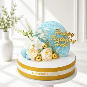 3D Semi Circle Floral Cake | Modern Floral Celebration Cake 01