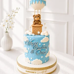 Hot Air Balloon Bear Cake | Baptism Cake | 1st Birthday Cake | 02