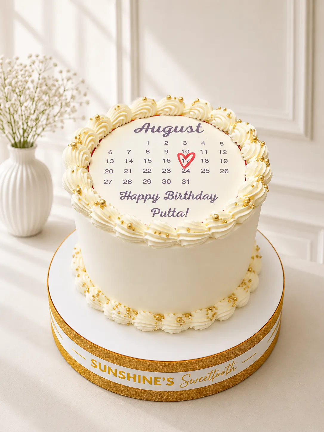 Vintage Buttercream Cake | Calendar Birthday Cake | 02
