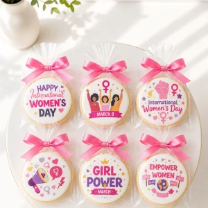 International Women's Day Cookies | Corporate Logo Cookies | 6-Piece Cookie Set | 01