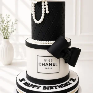 2-Tier Luxury Fashion Birthday Cake | Chanel-Inspired Cake | 01