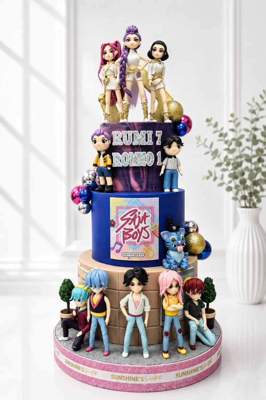3-Tier KPop Demon Hunters x Saja Boys Cake | Birthday Party Cake | 01