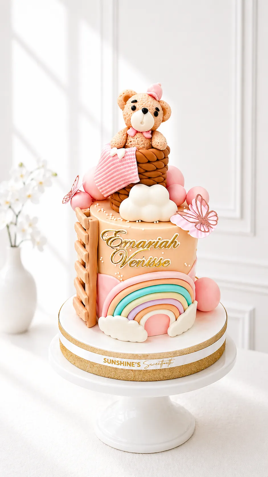 Bear Baptism Cake | Baby Dedication Cake | 1st Birthday Cake | 03