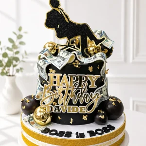 Black & Gold Birthday Cake for Men | Luxury Cake | 02