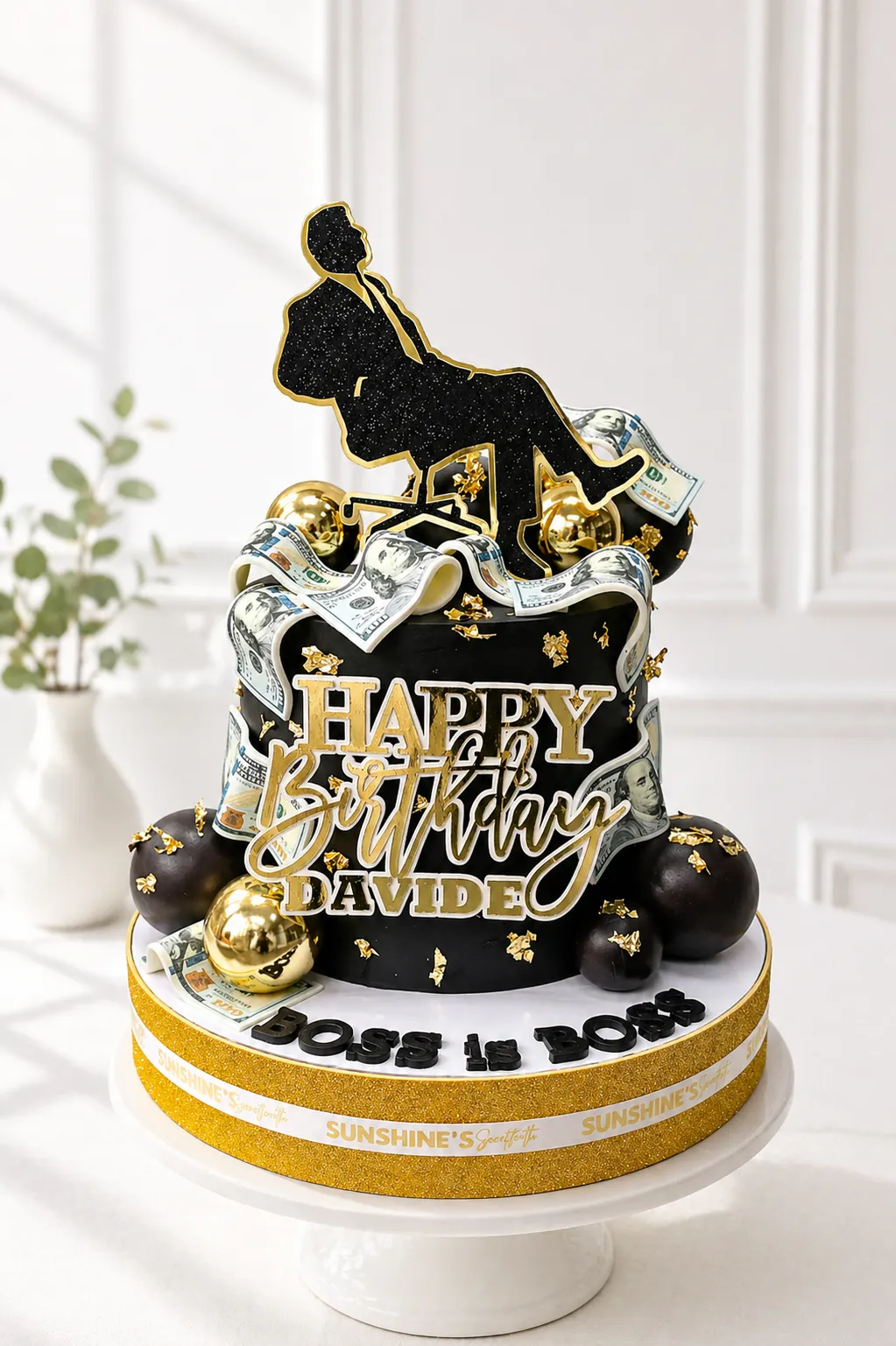 Black & Gold Birthday Cake for Men | Luxury Cake | 02