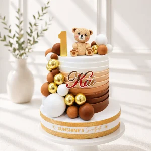 Bear Baptism Cake | Baby Dedication Cake | 1st Birthday Cake | 04