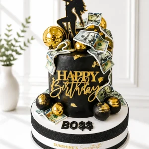 Black & Gold Birthday Cake for Men | Luxury Cake | 03