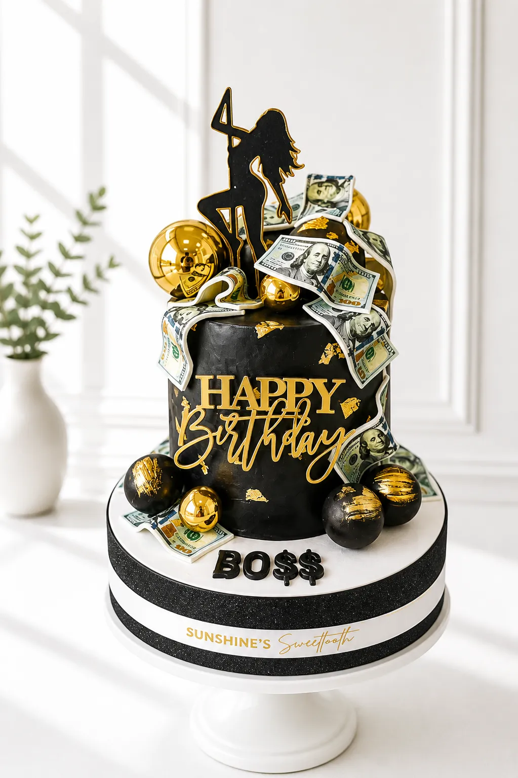 Black & Gold Birthday Cake for Men | Luxury Cake | 03