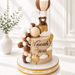 Hot Air Balloon Bear Cake | Baptism Cake | 1st Birthday Cake | 03