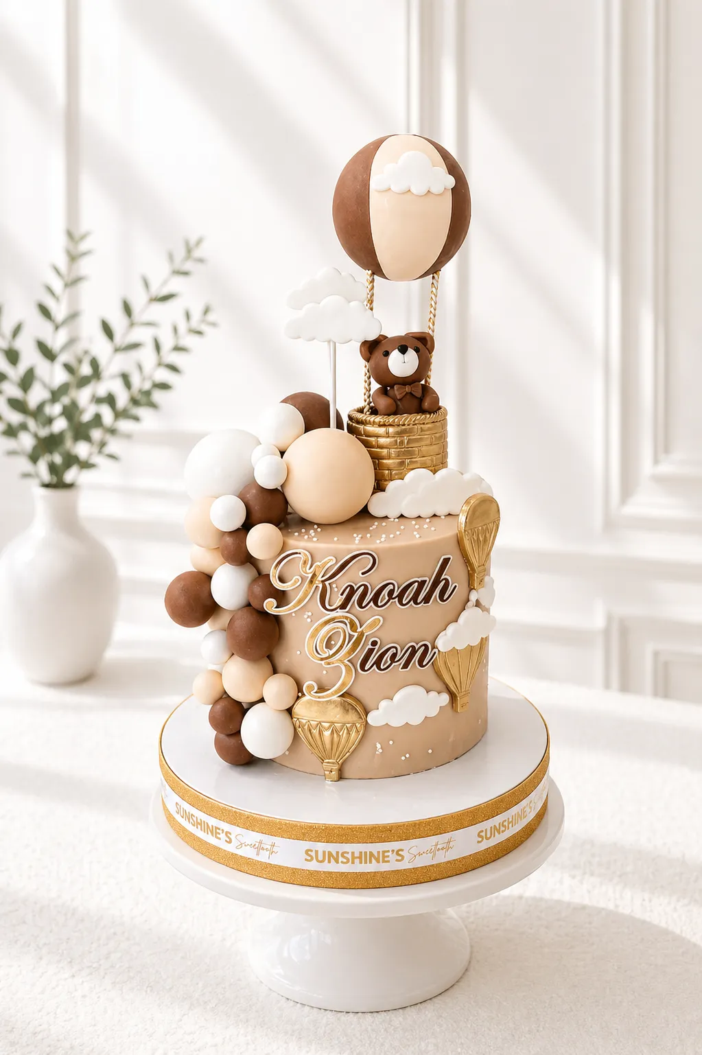 Hot Air Balloon Bear Cake | Baptism Cake | 1st Birthday Cake | 03