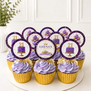 Lilac Happy Birthday Cupcakes | 6-Piece Set | 01