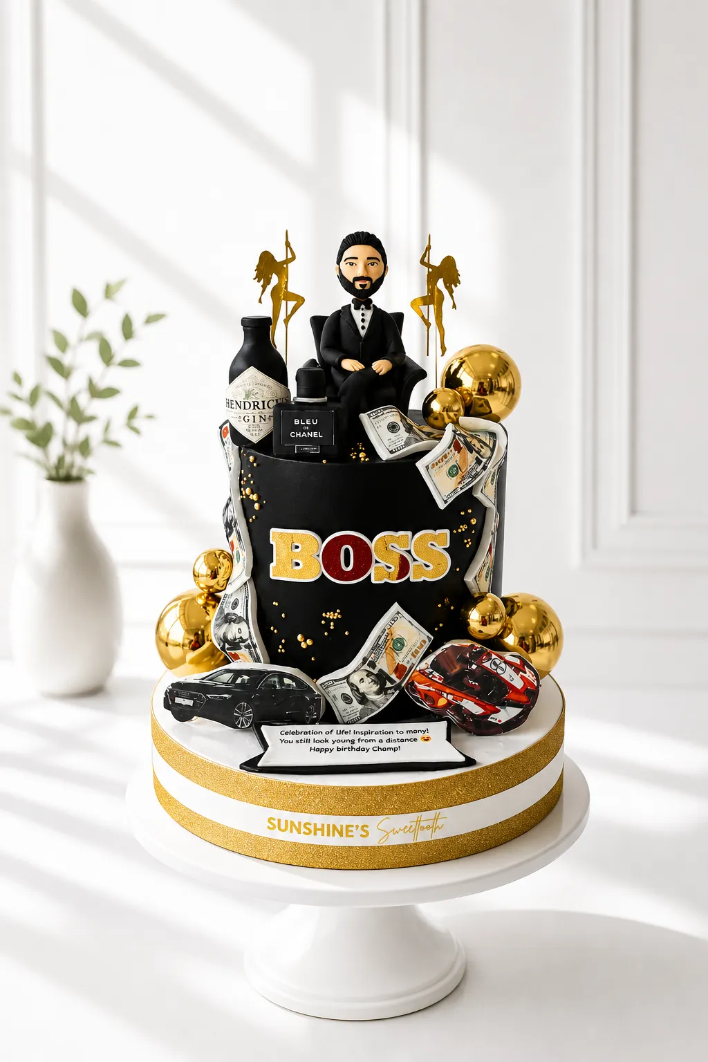 Black & Gold Birthday Cake for Men | Luxury Cake | 05
