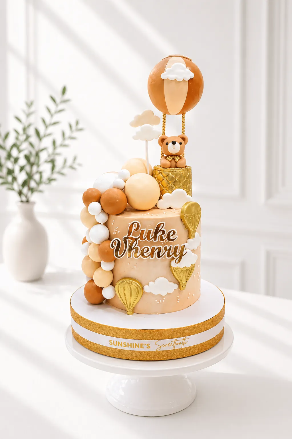 Hot Air Balloon Bear Cake | Baptism Cake | 1st Birthday Cake | 05