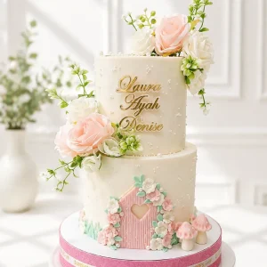 4 Tier Baptism Cake | Floral Baby Dedication Cake | 03