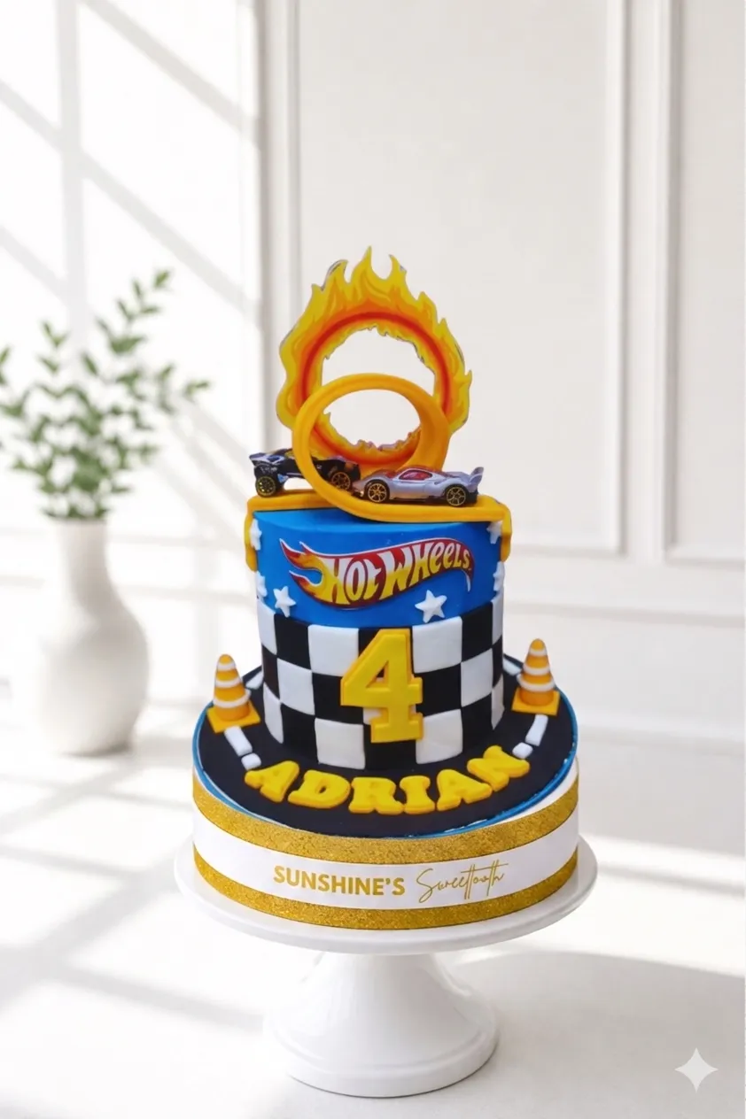Hot Wheels Birthday Cake | Race Car Theme Cake | 03