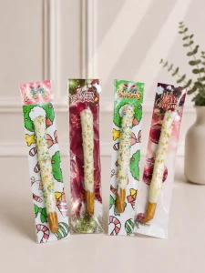 Christmas Pretzel Sticks | Chocolate Coated |12 Pieces