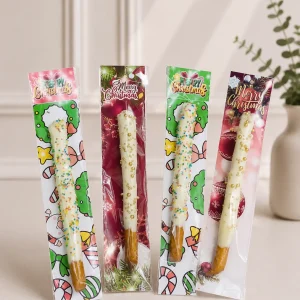 Christmas Pretzel Sticks | Chocolate Coated |12 Pieces